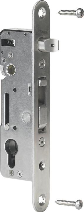 Locinox Rohrrahmenschloss H-Metall mit Hakenriegel, DM 35, PZ 92, Stulp rund, Edelstahl