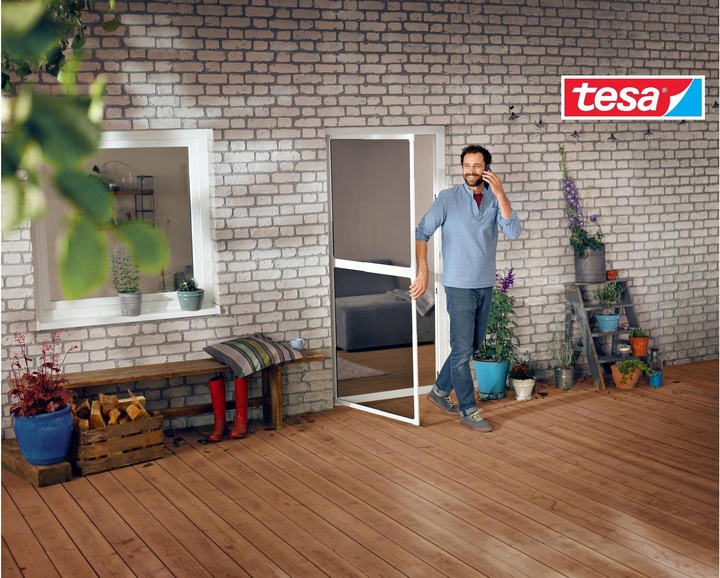 Actual product image tesa FALT Insect screen for doors, size-adjustable aluminium frame, foldable (100 x 220 cm)
