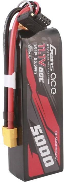 Immagine prodotto Gens Ace G-Tech 5000mAh 11.1V 60C 3S1P Lipo di dimensioni ridotte con spina XT60 (11.10 V, 5000 mAh)
