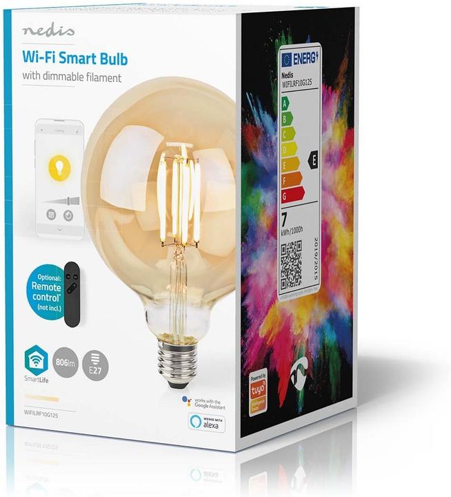 Produktbild Nedis SmartLife LED Filament Lampe | Wi-Fi | E27 | 806 lm | 7 W | Warmweiss | 1800 - 3000 K | Glas | (E27, 806 lm, 1x)