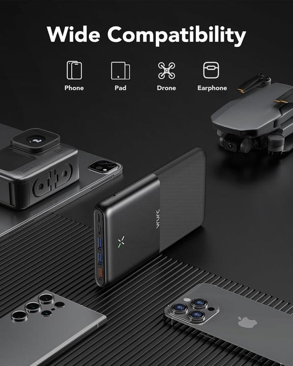 Image du produit Vrurc Powerbank 30000mAh, 22.5W, 4 Ausgänge, 3 Eingänge (30000 mAh, 22.50 W)