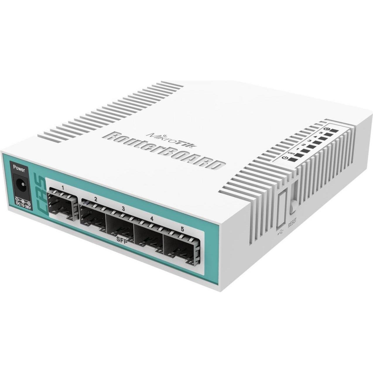 MikroTik CRS106-1C-5S L5 5xSFP 1G, 1xGigabit LAN PoE / SFP combo, Custodia da tavolo (6 porte), Switch di rete, Bianco