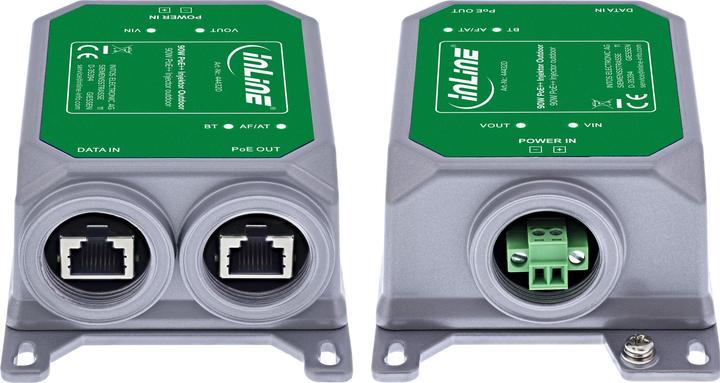 Produktbild InLine ® PoE++ Outdoor Injektor, 10Gb/s, 90W, IP67 (802.3af (PoE), 802.3at (PoE+), 802.3bt (PoE++), 90 W)