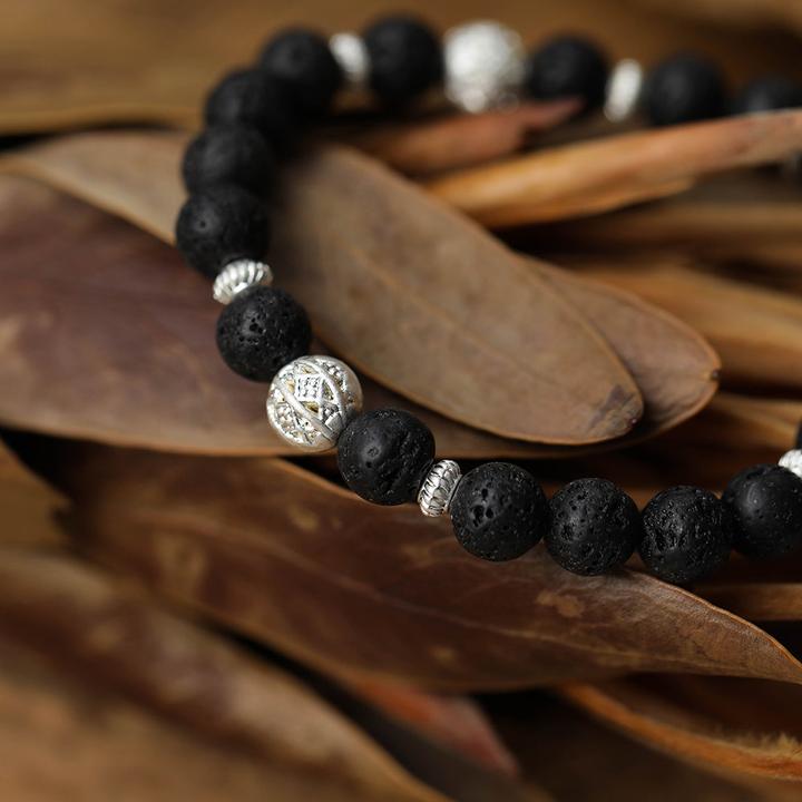 Immagine prodotto Andreani Bracciale con vera pietra lavica (80 cm, Metallo, Pietre)