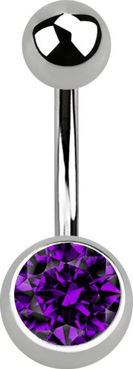 Actual product image Star Piercing Banana silver with ball and ball crystal violet (Titanium, without brass)