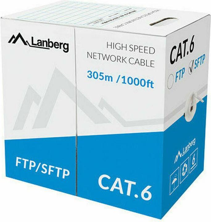 Actual product image Lanberg LCS6-11CU-0305-S SFTP stranded cable CU, cat. 6, 305m, pilka (S/FTP, CAT6, 305 m)