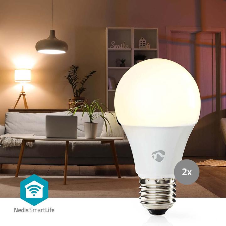 Produktbild Nedis WIFILRC20E27 SmartLife Vollfärbige LED-Lampe WLAN E27 806 lm 9 W RGB + weiss veränderbar 2700 (E27, 806 lm, 2x)