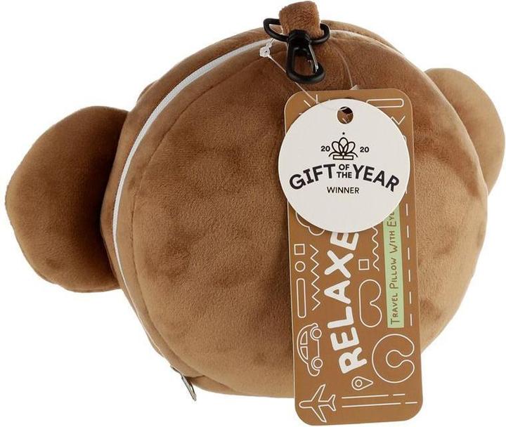 Actual product image Puckator Relaxeazzz Plush Monkey Round Travel Pillow & Eye Mask