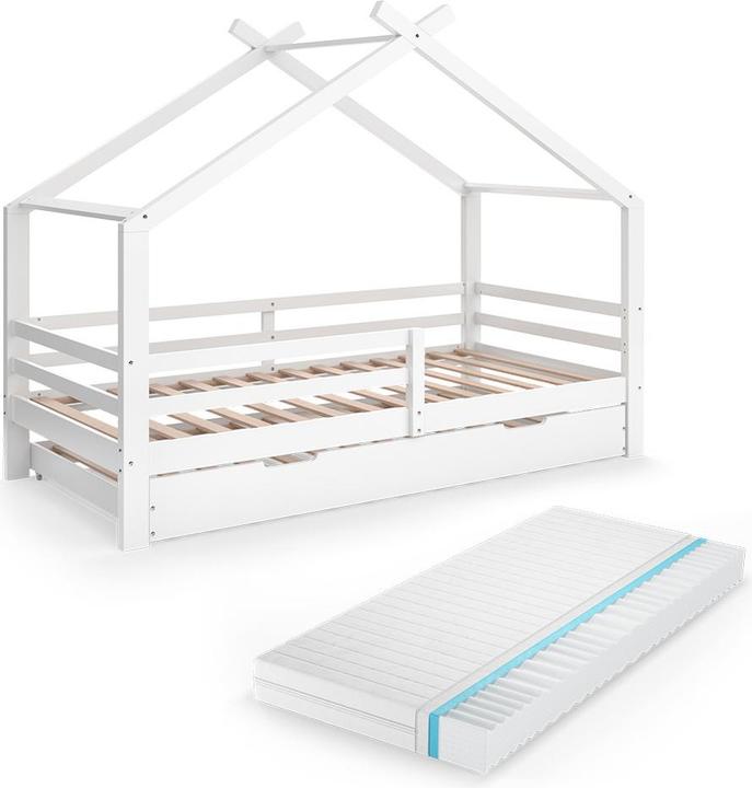 Produktbild VitaliSpa Hausbett Luni, Weiss, 200 x 90 cm mit Gästebett und Matratze (200 x 90 cm)