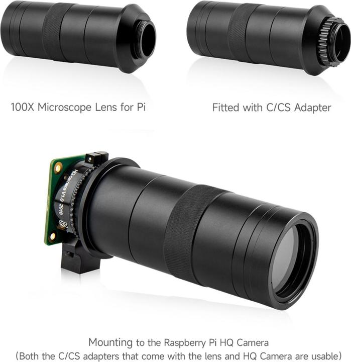 Actual product image WaveShare 100x Microscope Objective Camera Module CS-Mount