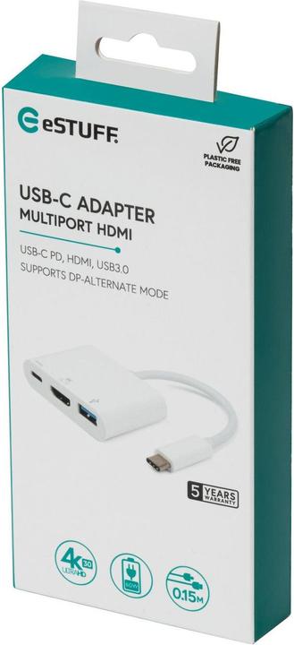 Produktbild eSTUFF USB-C AV Multiport Adapter (USB-C, 3 Ports)