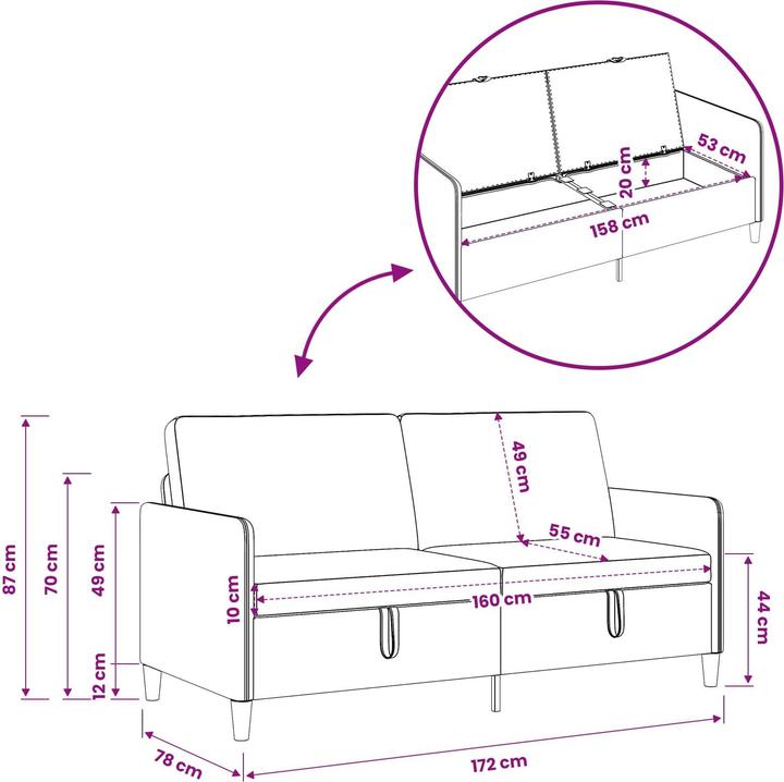Produktbild vidaXL Sofa mit Stauraum (3-Sitzer)