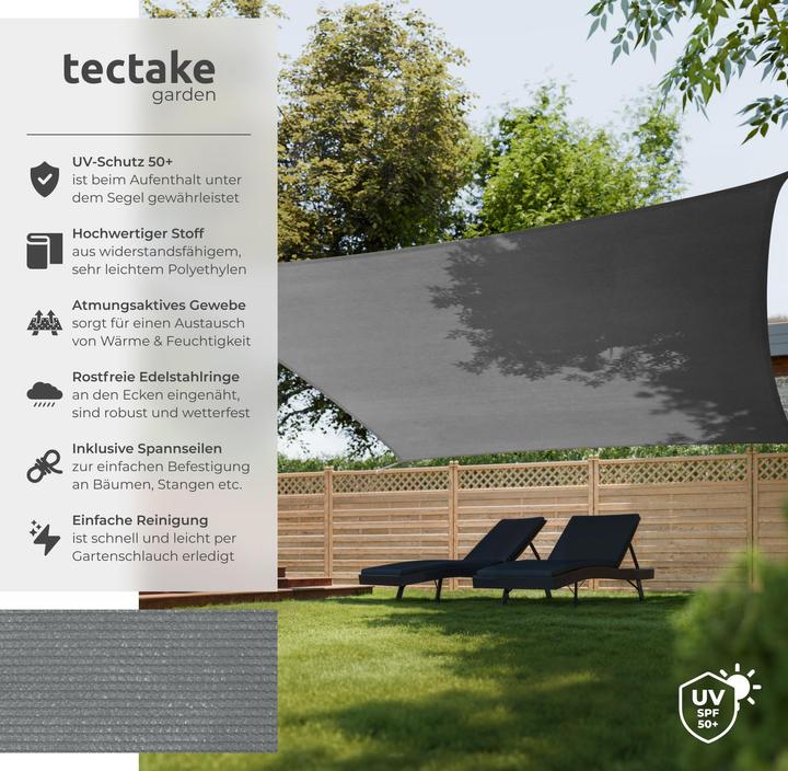Produktbild tectake Polyethylen Sonnensegel quadratisch, Variante 2 (3 x 3 m)