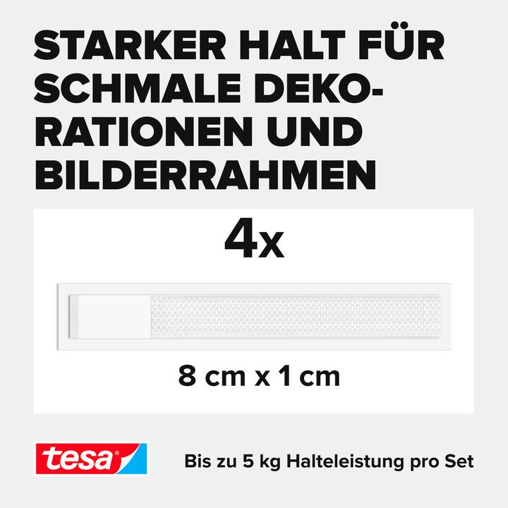 Image du produit tesa Powerstrips CLICK - Klett-Klebepads - Bilder aufhängen ohne Bohren -Slim - 4 x 2 Stück (120 mm, 5 kg)