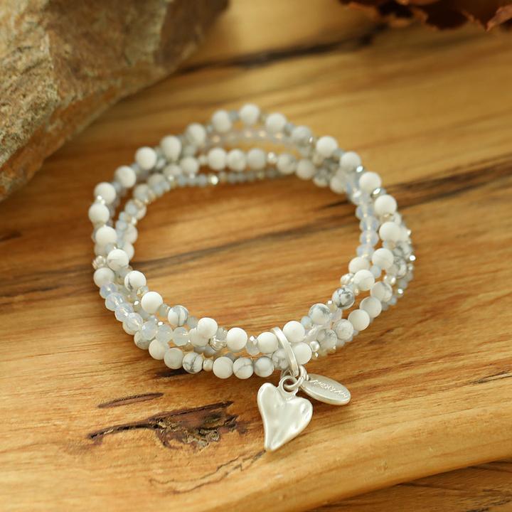 Produktbild Andreani Armband aus echtem Howlith mit Herzanhänger (80 cm, Howlith)