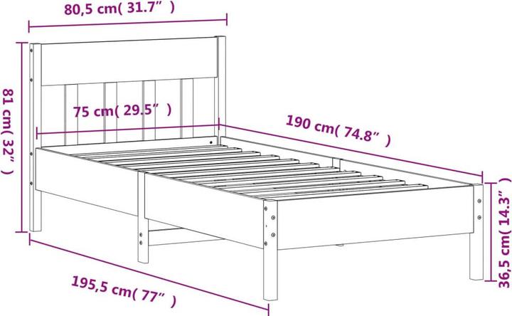 Image du produit vidaXL Bettgestell (90 x 190 cm)