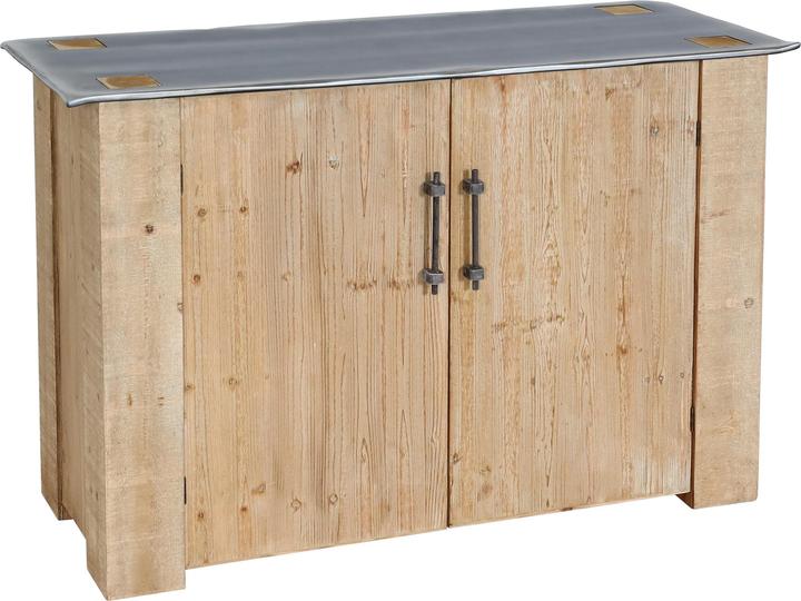 Actual product image Mendler Sideboard HWC-L76, industrial solid wood 80x120x48cm, natural with metal look (80 x 120 x 48 cm)
