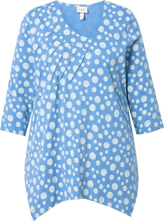 Image du produit Ulla Popken Chemise, ourlet en pointes, col en V, manches 3/4, coton biologique (50, 52)