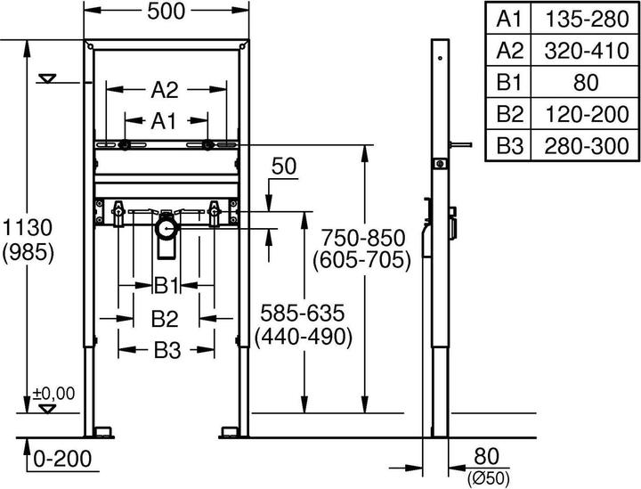 Image du produit Grohe Rapid SL pour lavabo et pour robinetterie monotrou, réglable en hauteur