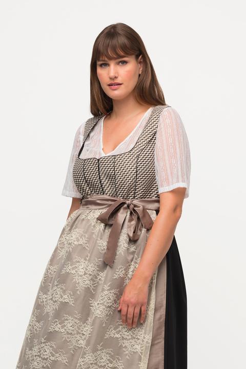 Produktbild Ulla Popken Dirndlbluse, Spitze, V-Ausschnitt, Elastiksaum, Halbarm (50)