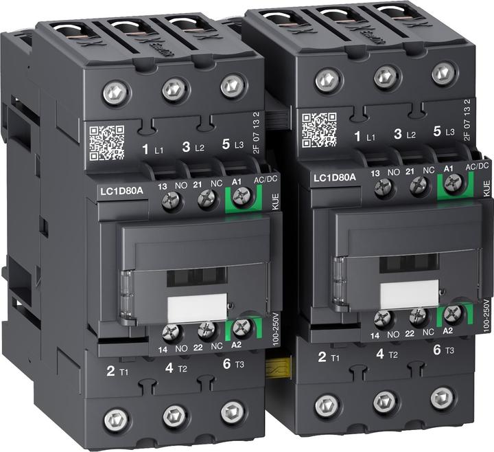 Image du produit Schneider Electric LC2D80ABBE 3p+1S+1O 37kW/400V/AC3 80A bobine 24V DC Combinaison de contacteurs inverseurs