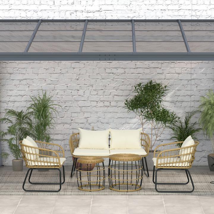 Actual product image Outsunny Garden furniture set with 2 side tables for 4 people