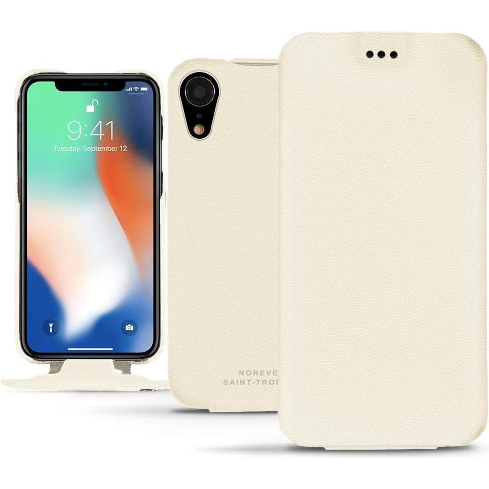 Noreve Lederschutzhülle vertikal (Apple iPhone XR), Smartphone Hülle, Weiss