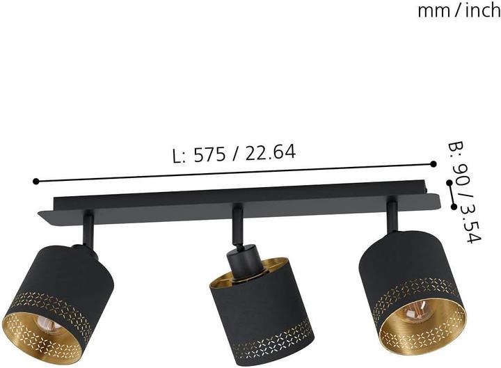Produktbild EGLO Aufbauspot ESTEPERRA 3x E27, Schwarz/Gold (E27)