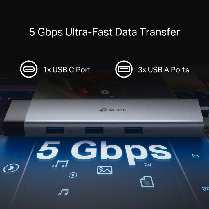 Actual product image TP-Link USB Hub USB Type-C 6-Port Hub UH9120C (USB-C, 9 Ports)