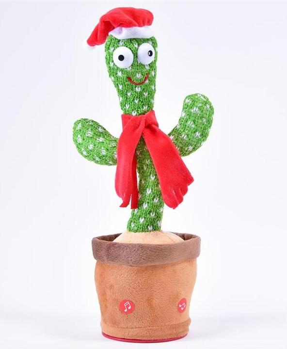 Immagine prodotto Kögler Cactus danzante, con cappello e sciarpa natalizia, 11x11x35cm (41 cm)