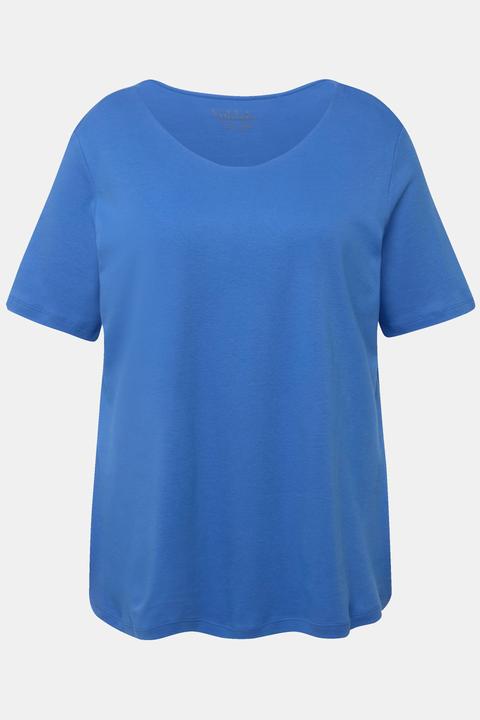 Actual product image Ulla Popken Double Layer Rounded V-Neck Slim Fit Tee (54)