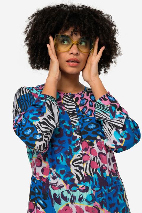 Actual product image Angel of Style Colorful Leopard Pattern Tunic with 3/4 Sleeves and Tunic Neckline (52)