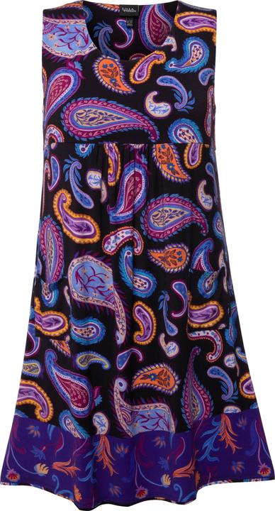 Immagine prodotto Ulla Popken Abito mini dal taglio svasato e smanicato in jersey con fantasia Paisley e scollo a girocollo (42, 44)