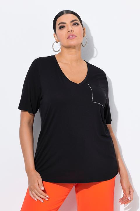 Produktbild Ulla Popken T-Shirt, Brusttasche, V-Ausschnitt, Halbarm (62)