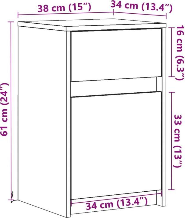 Actual product image vidaXL Nachttisch (38 x 34 x 61 cm)