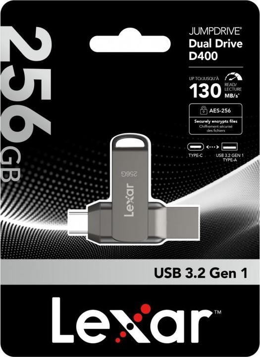 Produktbild Lexar MEMORY DRIVE FLASH USB3.1 256G/D400 LJDD400256G-BNQNG (256 GB, USB-A, USB-C)