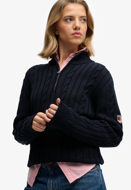 Produktbild Superdry Damen lässiger Strickpullover mit halbem Reissverschluss (M)