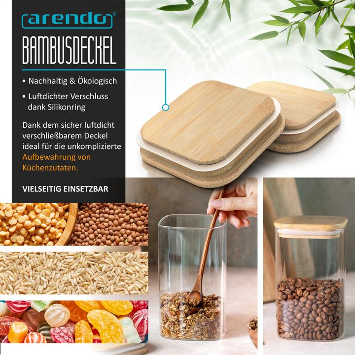 Produktbild Arendo 6x 2 L Vorratsgläser, Glasbehälter, 6er Set, Borosilikat mit Deckel, Aufklebern & Textmarker (2 l)