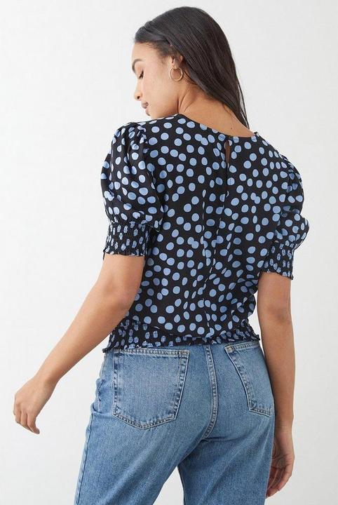 Actual product image Dorothy Perkins Dotted blouse with gathered hem (44)