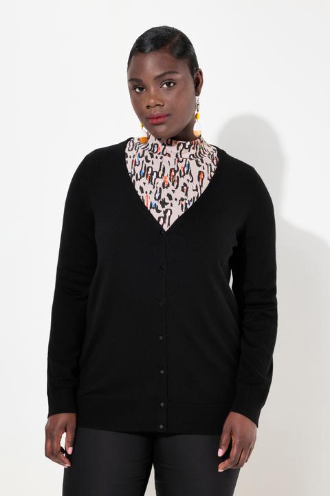 Produktbild Ulla Popken Strickjacke, edle Merinowolle, V-Ausschnitt, Knopfleiste (46, 48)