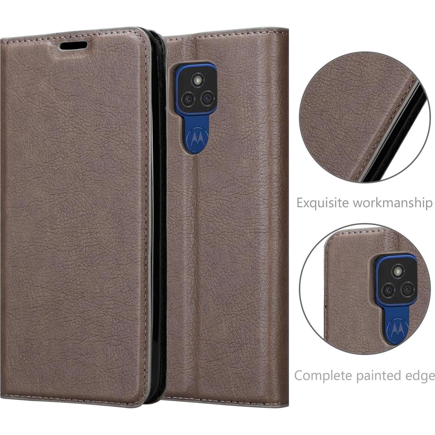 Thumbnail - Cadorabo Book Invisible Magnet Cover (Motorola Moto E7 Plus), Smartphone Hülle, Braun