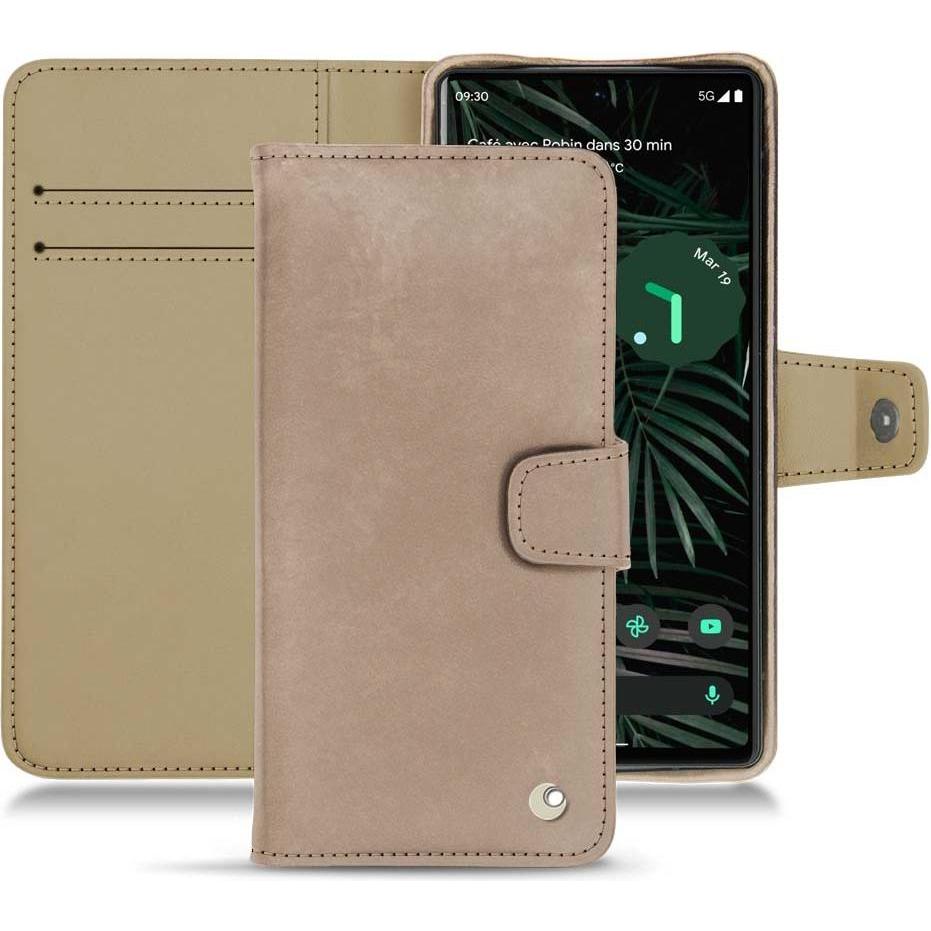 Noreve Lederschutzhülle Wallet (Google Pixel 6 Pro), Smartphone Hülle, Beige