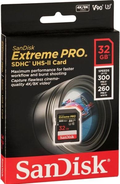 Actual product image SanDisk Extreme PRO SDHC" UHS-II (32 GB, SDHC, U3, UHS-II)