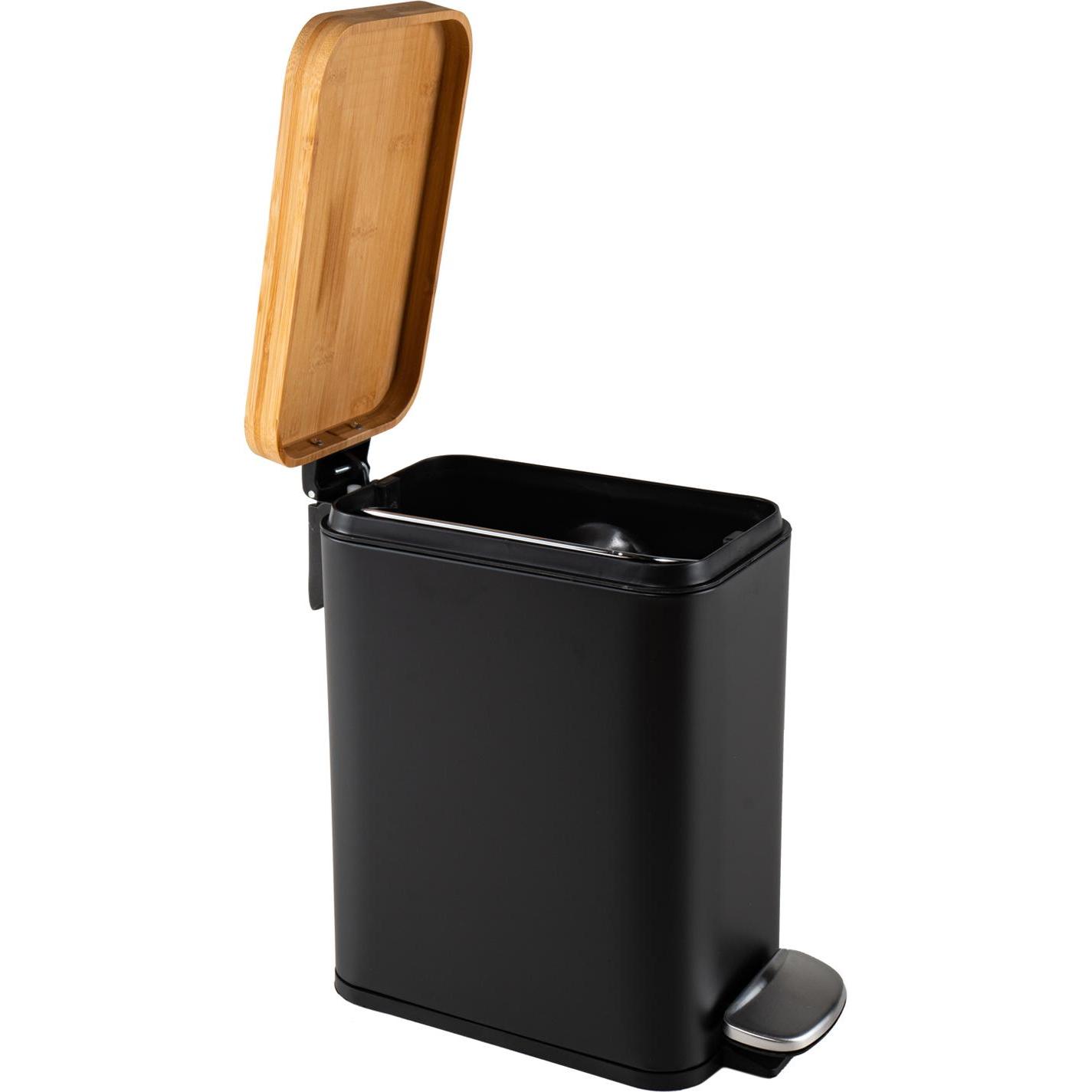 Thumbnail - HTI-Living Pedalmülleimer Modern 5 Liter Schwarz Natur, Abfalleimer, Schwarz