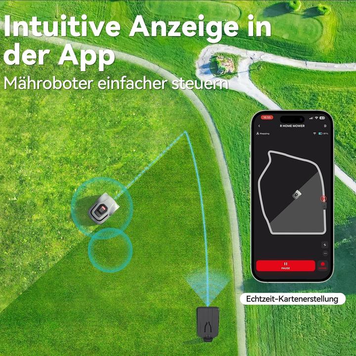 Actual product image Redkey MGC500 Mähroboter Rasenmäher Roboter - Max.800M²,C-TOF Technologie Pfadplanung Kartenzeichnen (800 m², Boundary wire)