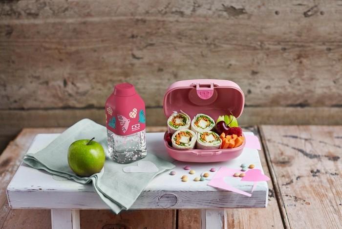 Actual product image Monbento Bottle with birds in pink with graphic by Positive S (0.33 l)