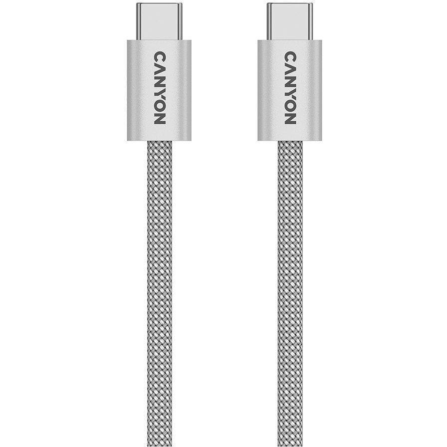 Canyon Cable cable OnWire 60MG C-C 60W Magnet Braided 1m Light Grey (1 m, USB 2.0, 60 W), Cavo USB