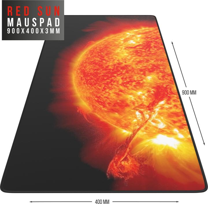 Produktbild CSL Gaming Mauspad, XXL Mausmatte 900 x 400mm, Präzision & Geschwindigkeit, Rote Sonne (XXL)