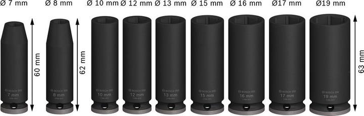 Produktbild Bosch Professional Zubehör Pro Impact (15 mm, 8 mm, 10 mm, 7 mm, 17 mm, 12 mm, 13 mm, 16 mm, 19 mm)