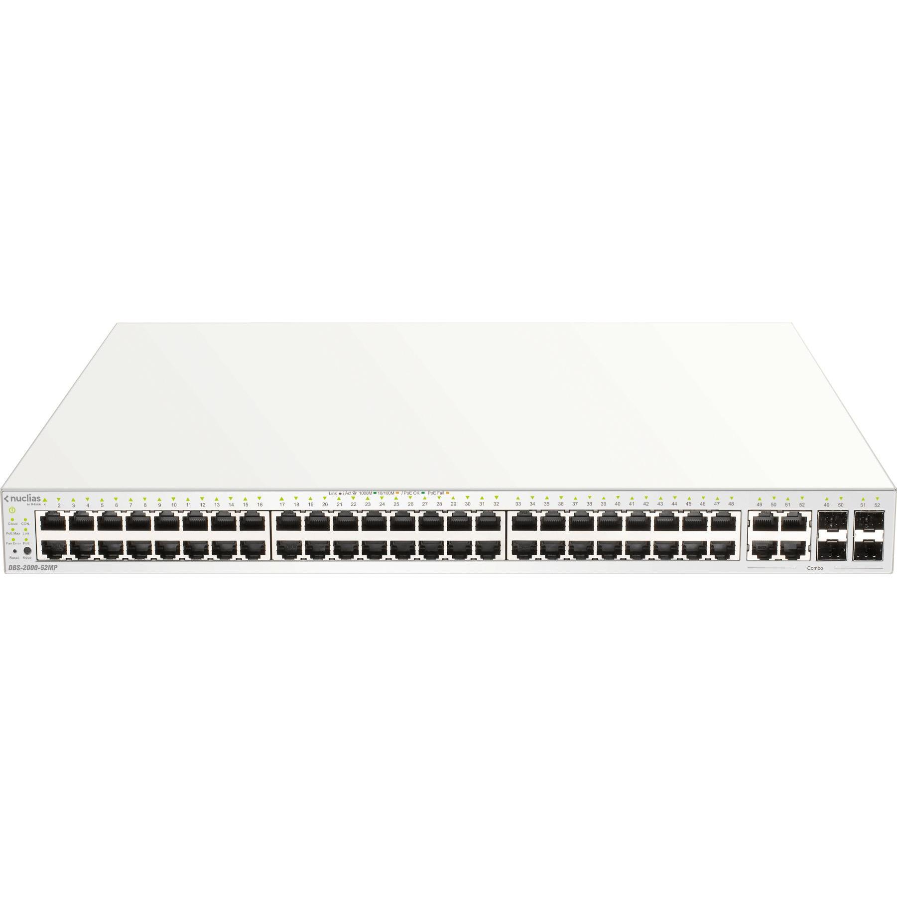 D-Link NUCLIAS 52-PORT POE+ GB SWITCH LAYER2 (52 Ports), Netzwerk Switch, Grau